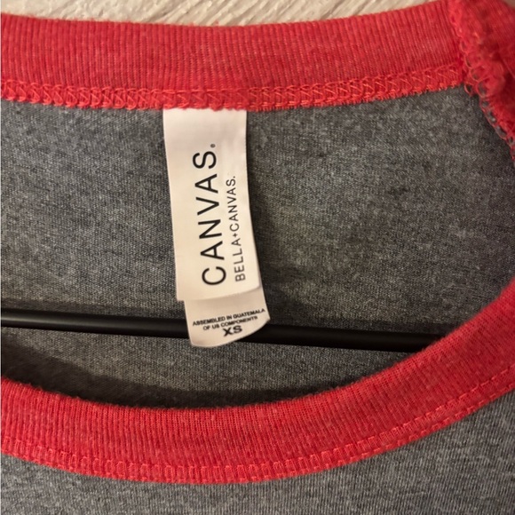 Bella Canvas Gray Tee with Red Trim - Picture 2 of 3